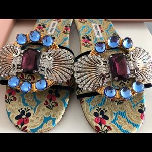 Miu Miu Mogador Anemone Slide Sandals Size 37.5